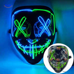 masque LED halloween en violet et bleu, éclairage mystérieux pour déguisement