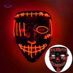 masque LED rouge avec design coutures style stitch, effet horreur pour halloween
