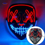 masque LED terrifiant rouge et bleu, idéal pour surprendre lors d'halloween