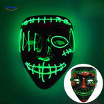 masque LED vert lumineux avec motif coutures, look monstrueux pour soirée déguisée