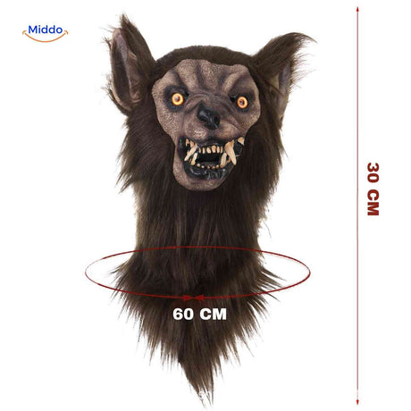 masque tête de loup halloween avec dimensions 60 cm pour taille adulte