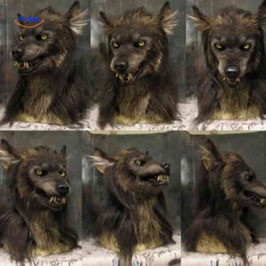 masque loup réaliste en latex vu sous plusieurs angles pour halloween