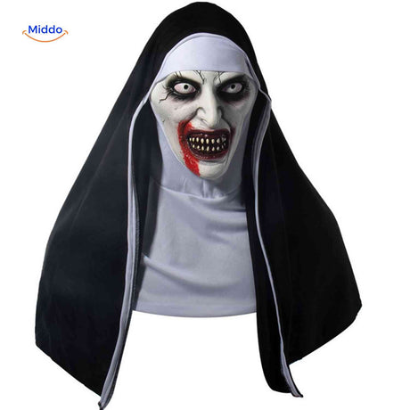masque de nonne horreur avec effet de sang et dents acérées menaçantes