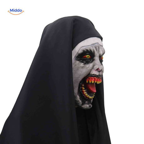 masque de nonne horror vue latérale révélant les détails réalistes du côté