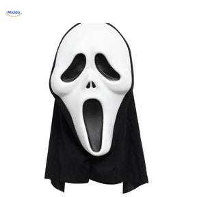 Masque Skullora blanc en EVA avec voile noir sur fond blanc.