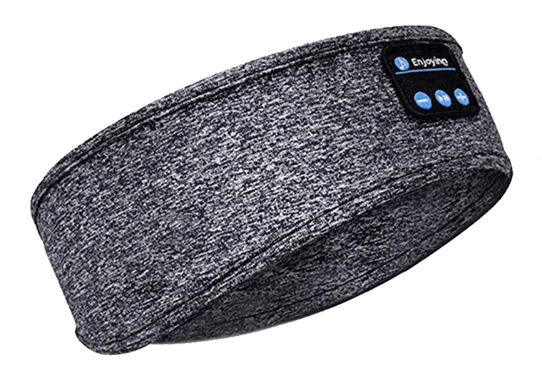 masque de sommeil bluetooth gris en tissu lavable avec commandes audio accessibles