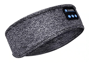 masque de sommeil bluetooth gris en tissu lavable avec commandes audio accessibles