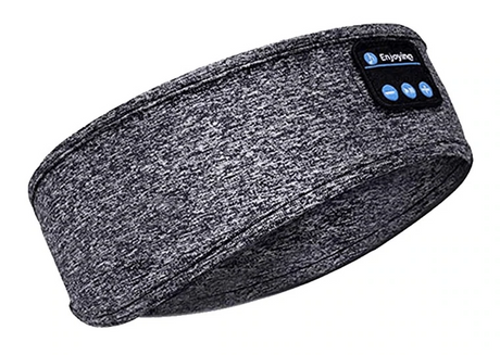 masque de sommeil bluetooth gris en tissu lavable avec commandes audio accessibles