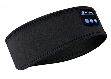 masque de sommeil bluetooth noir avec commandes de lecture visibles