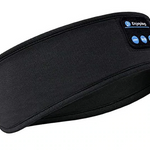 masque de sommeil bluetooth noir avec commandes de lecture visibles