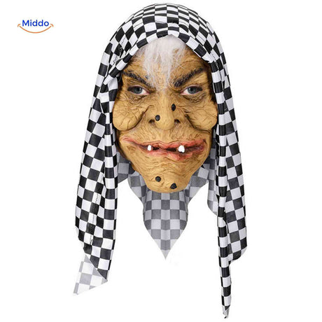 masque de sorcière halloween avec motif damier noir et blanc