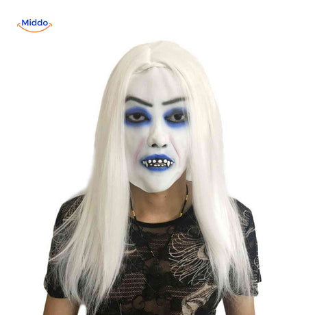 masque vampire à l'aspect froid avec effet d'ombre bleue pour déguisement halloween