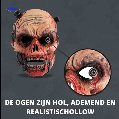 masque halloween zombie en latex ensanglanté pour effet horreur maximal