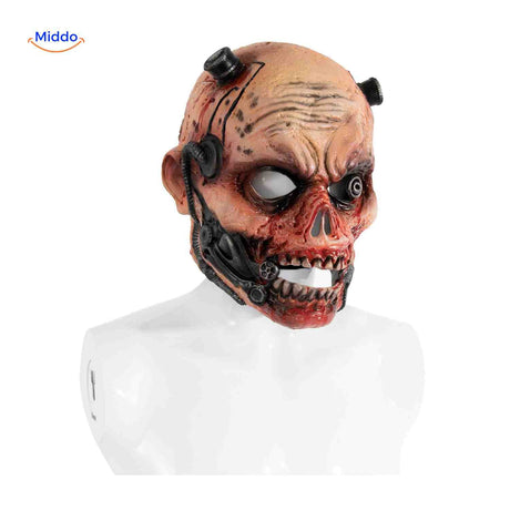 masque zombie en latex vue de côté montrant la coupe et les détails