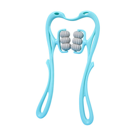 masseur cervical à 6 roues points de pression coloris bleu ciel sur fond blanc