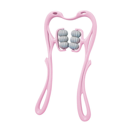 masseur cervical à 6 roues points de pression coloris rose sur fond blanc