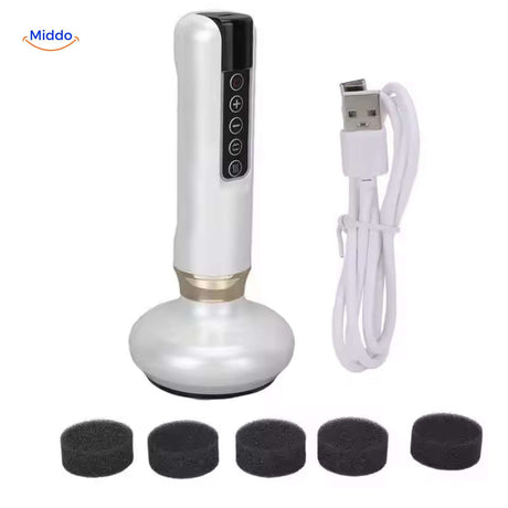 masseur cupping blanc rechargeable via USB, pratique pour une utilisation partout