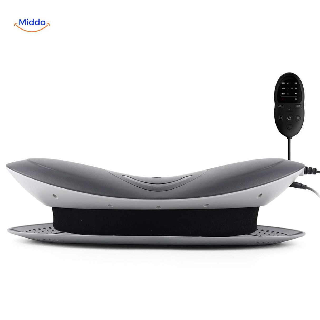 masseur dos vue de côté avec télécommande et design ergonomique pour un confort optimal