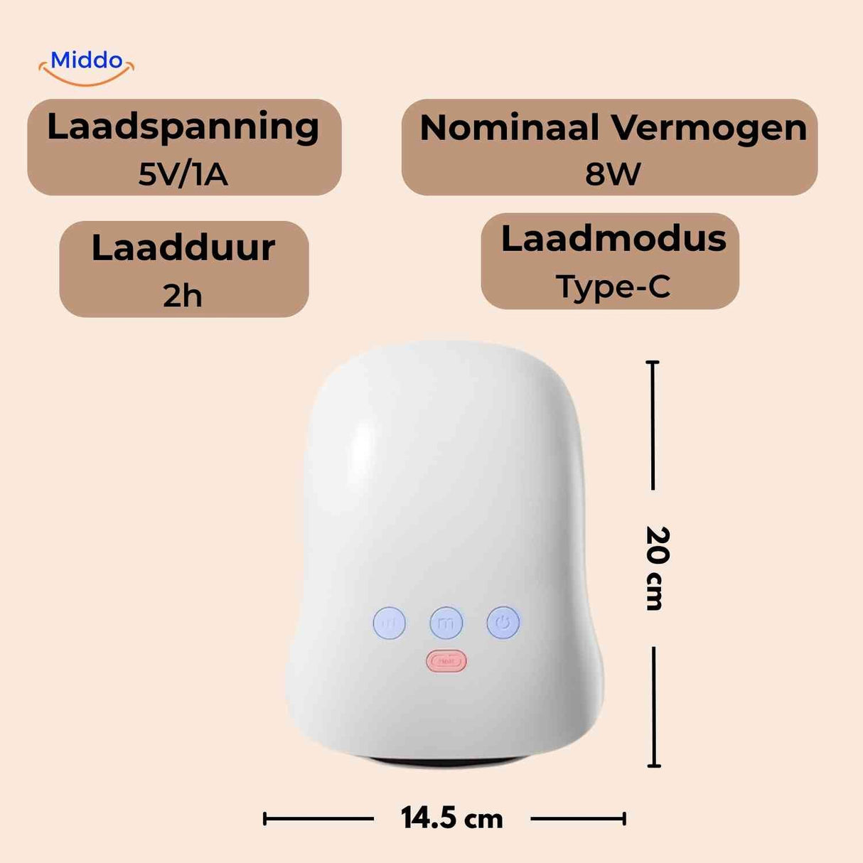 specifications techniques et dimensions du masseur de main avec chaleur et compression