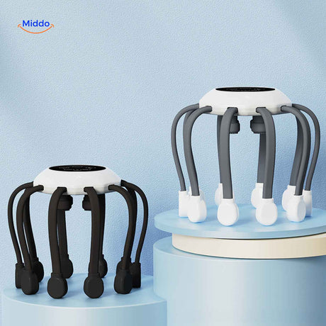 masseur de tête portable présenté dans les deux coloris disponibles