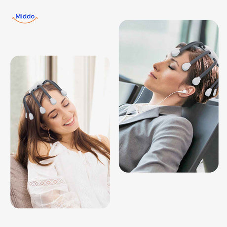masseur de tête vibrant électrique utilisé pour une séance de relaxation profonde