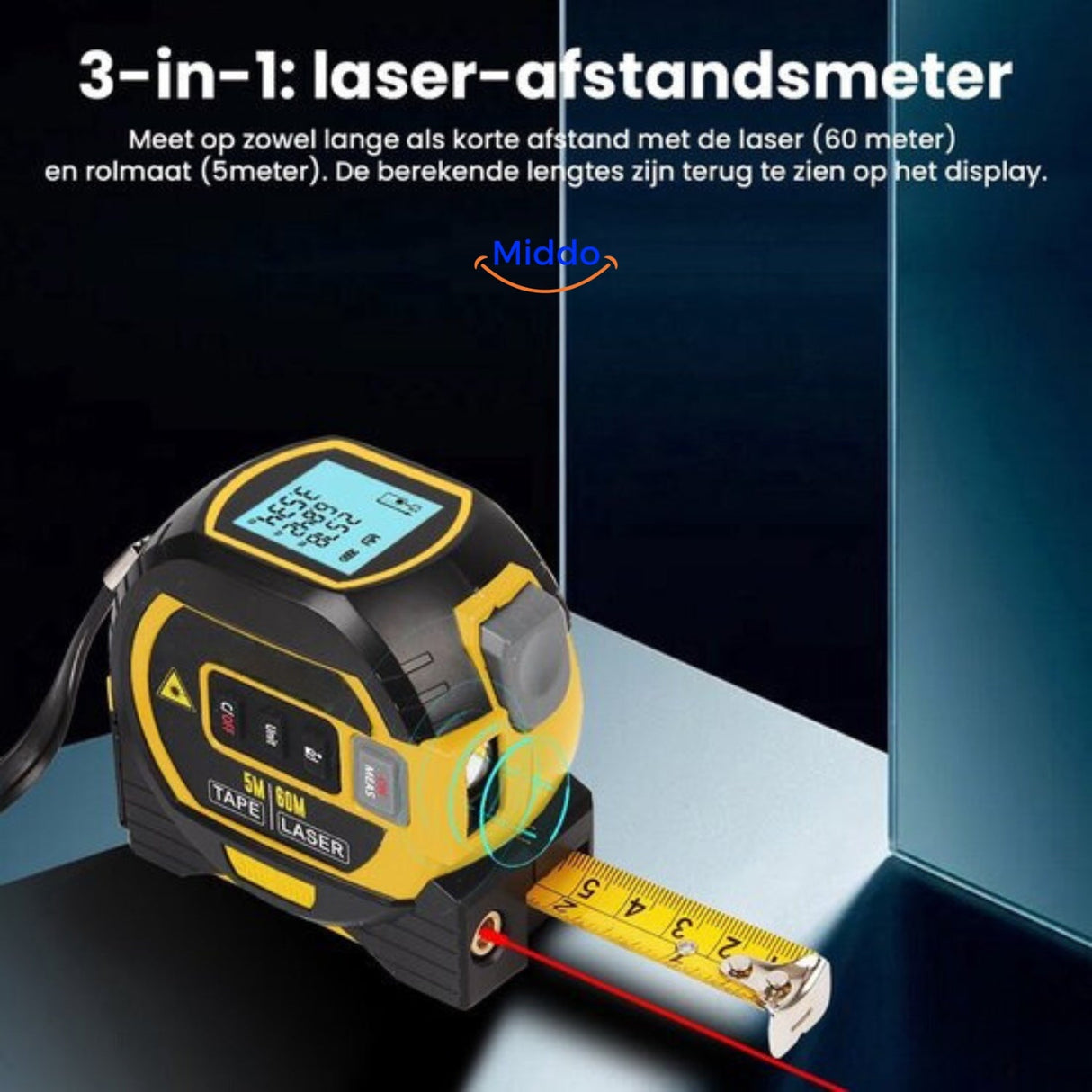 vue d'ensemble du mètre laser numérique 3-en-1 avec portée de 60 m