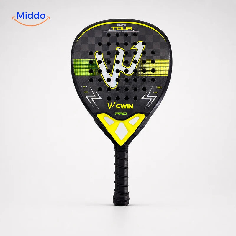 ApexTour raquette de padel: modèle noir et jaune sur fond blanc.