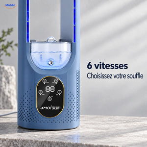 BreezeLite ventilateur USB de bureau: détail des boutons de commande et de l’écran.