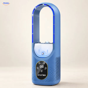 BreezeLite ventilateur USB de bureau: modèle bleu vu de face sur fond clair.