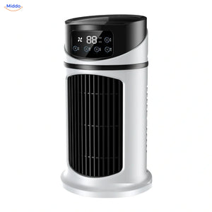 BreezeMist ventilateur USB de table avec brumisation: modèle blanc et noir sur fond blanc.