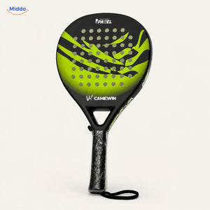 CourtMatch raquette de padel: modèle rond vert citron vu de face.