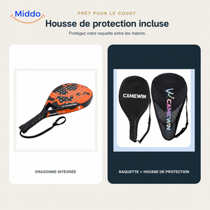 CourtMatch raquette de padel: raquette, dragonne et housses de protection.