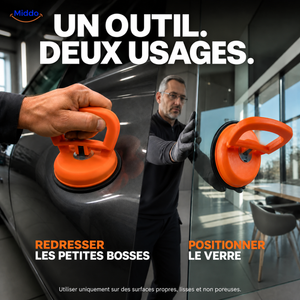 DentGrip ventouse à verrouillage: utilisation sur une portière et une vitre.