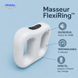 FlexiRing appareil de massage sans fil: modèle blanc avec écran et pictogrammes des fonctions.