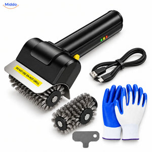 GrillMaster brosse électrique pour barbecue: ensemble avec un rouleau de brossage supplémentaire et accessoires.