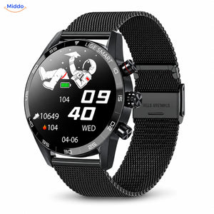 LIGE montre connectée: modèle noir avec bracelet métallique en maille.