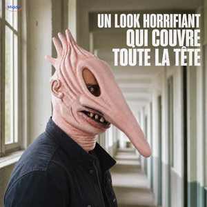 MaitlandMorph masque d’Halloween en latex: masque Adam porté et vu de profil.