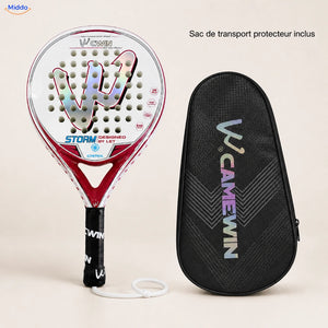 PadelPro raquette de padel: raquette avec housse de protection noire.