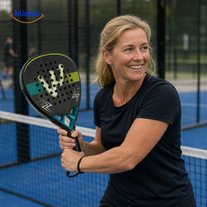 ProStrike raquette de padel: joueuse tenant sa raquette en position de revers.
