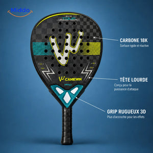 ProStrike raquette de padel: présentation de la surface de frappe en carbone et de sa texture.
