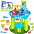 SplashPlay jouet d’eau et de sable: ensemble rond avec tabouret, accessoires et boîte.