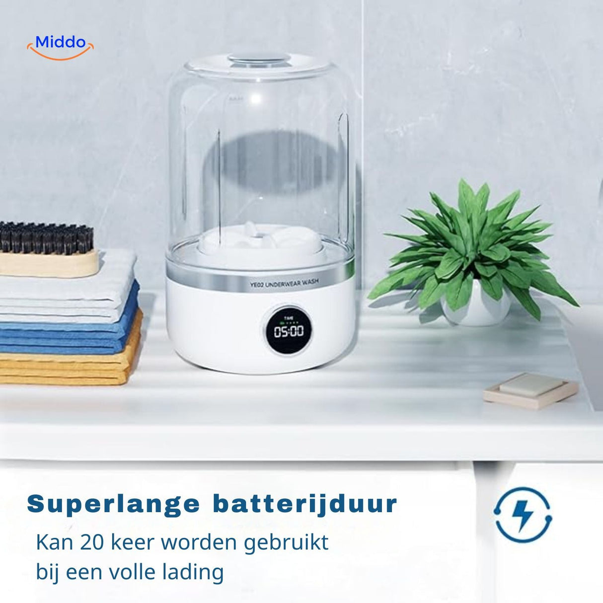 mini lave-linge longue autonomie permettant plusieurs cycles de lavage consécutifs