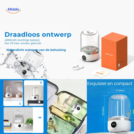 mini lave-linge sans fil avec batterie puissante intégrée pour laver en voyage