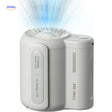 mini ventilateur portable à double clip coloris blanc, idéal pour la randonnée et le camping