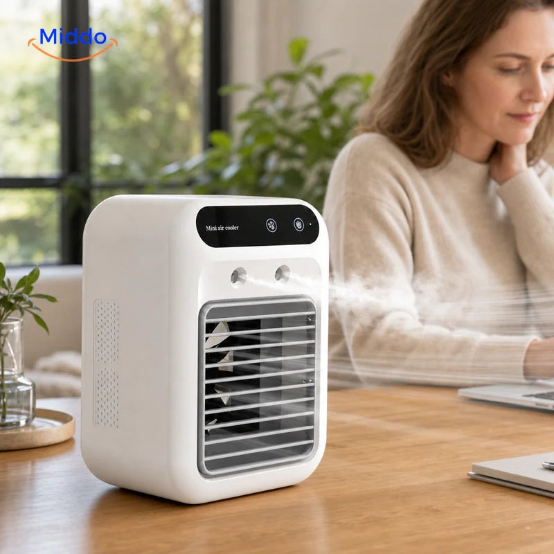 MistoCool blanc avec brume sur un bureau à domicile