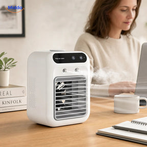 Ventilateur de bureau MistoCool blanc avec affichage numérique