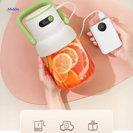 mixeur sans fil avec batterie rechargeable intégrée pour préparer des jus à emporter