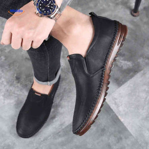 mocassins noirs en similicuir pour homme, style casual élégant et slip-on pratique
