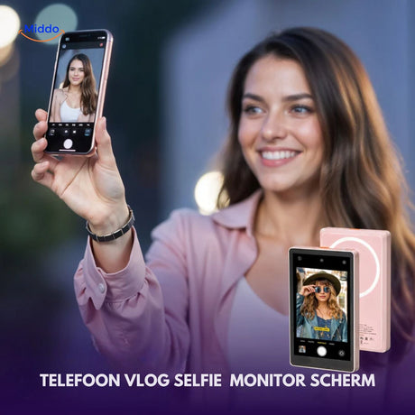 moniteur selfie sans fil fixé à l'arrière du telephone pour vlogger facilement