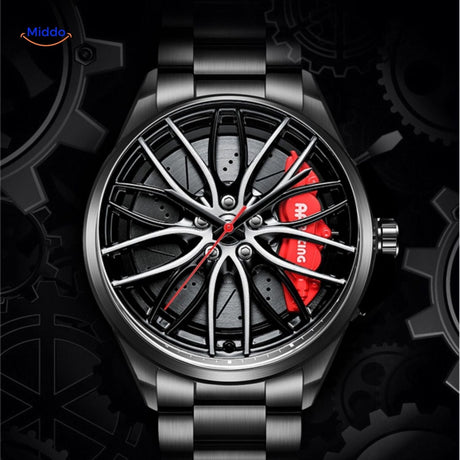 montre automatique homme avec accent vert distinctif et look de jante sportif